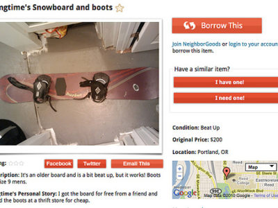 Borrow skis and snowboards on NeighborGoods.net!