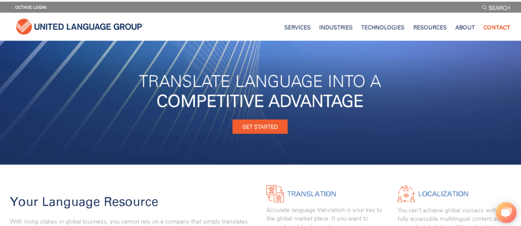 United Language Group platform website