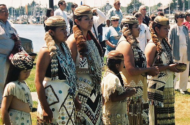 The Wiyot Tribe in Northern California's Humboldt Bay region gather to receive the deed for their native land