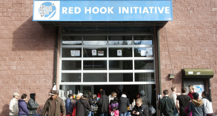 Climate justice In the aftermath of Hurricane Sandy, the Red Hook Initiative operated as a recovery command center and localized soup kitchen. In this example of collective resilience, community-building, socio-environmental resilience, spatial politics and design became inextricably linked. Credit: Superstorm Research Lab