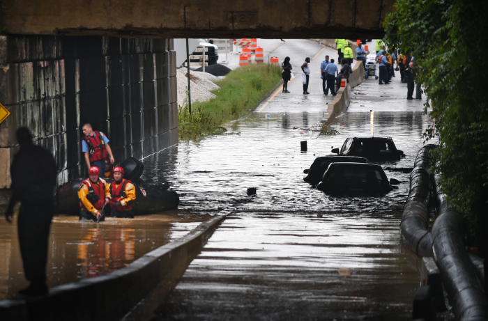 environmental justice; Flash flooding events are common in Baltimore, MD, where 63 percent of the city's residents are Black. A lack of proper stormwater infrastructure has led to over 3900 individual sewage overflow events in the city, since 2011. (The Chesapeake Bay Foundation) Photo Credit: Baltimore Sun