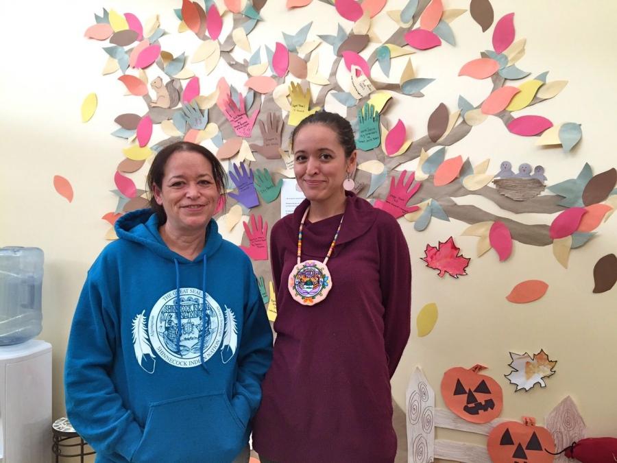 energy, Tina Tarrant, language researcher with the Shinnecock Indian Nation, with her daughter Tohanash Tarrant, former manager of the Wuneechanunk Shinnecock Preschool. Credit: Alina Simone
