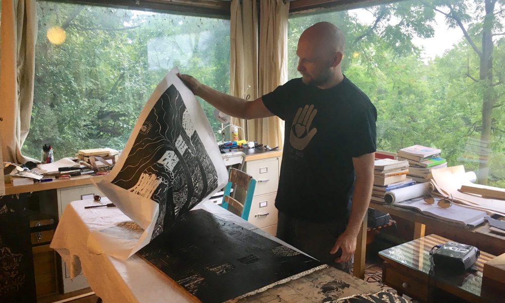 Hagelberg at work in his personal studio. Credit: Corey Hagelberg