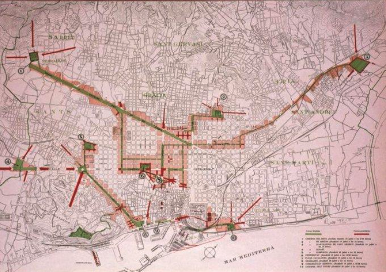Map of street-fighting and barricades