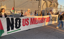Direct Action for Palestine attempt to block a ship from departing the Port of Oakland